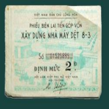 Biên lai góp vốn xây dựng Nhà máy Dệt 8/3